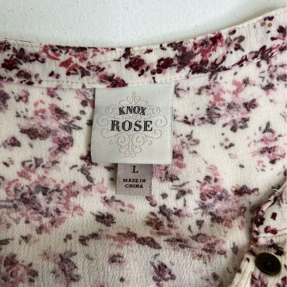 Knox Rose Floral Ditsy Print Boho Dusty Rose Popover Shift Dress Women Large - Picture 7 of 11